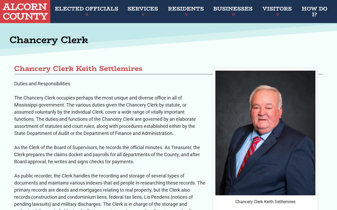 Alcorn County civil docket Chancery Clerk official civil records page