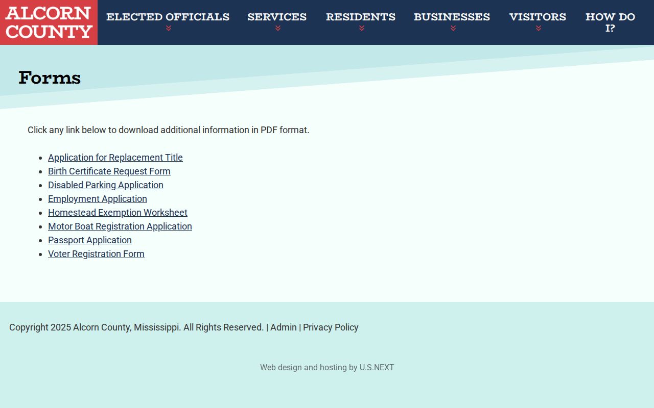 Alcorn County court records forms index for records request verification