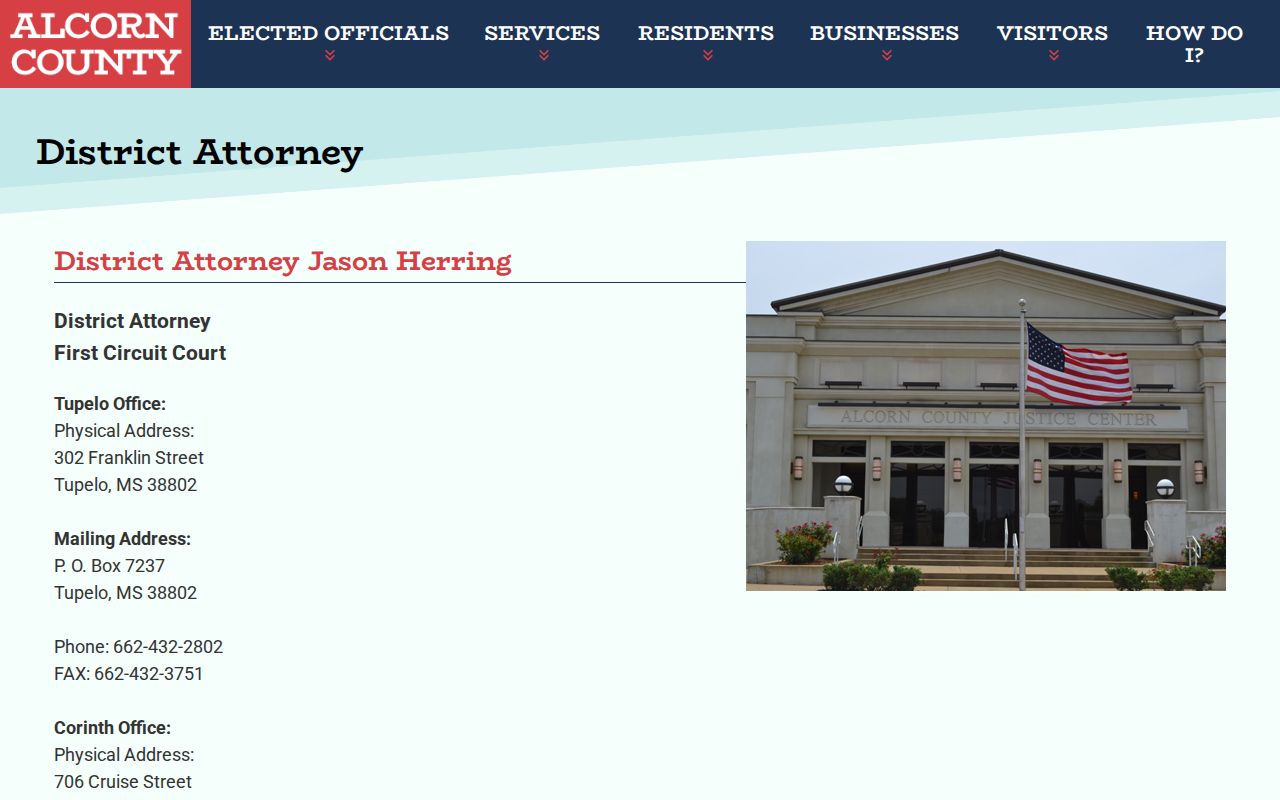 Alcorn County criminal docket District Attorney office context