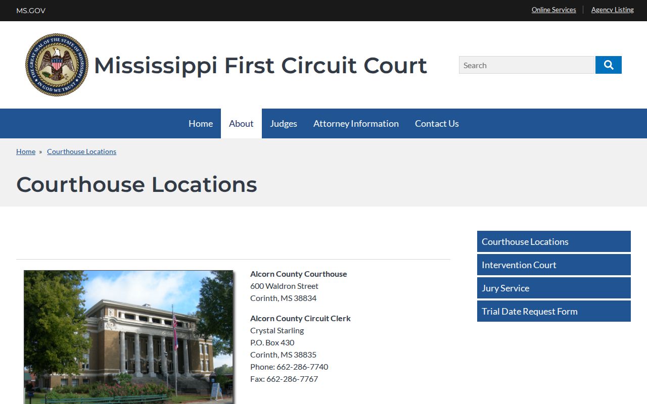 Alcorn County court docket Circuit Clerk courthouse location